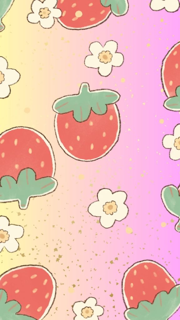 Glitter pink Strawberry Aesthetic Strawberry wallpaper