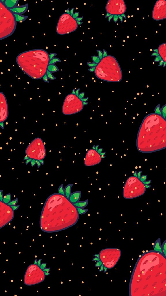 Glittery black background Aesthetic Strawberry wallpaper