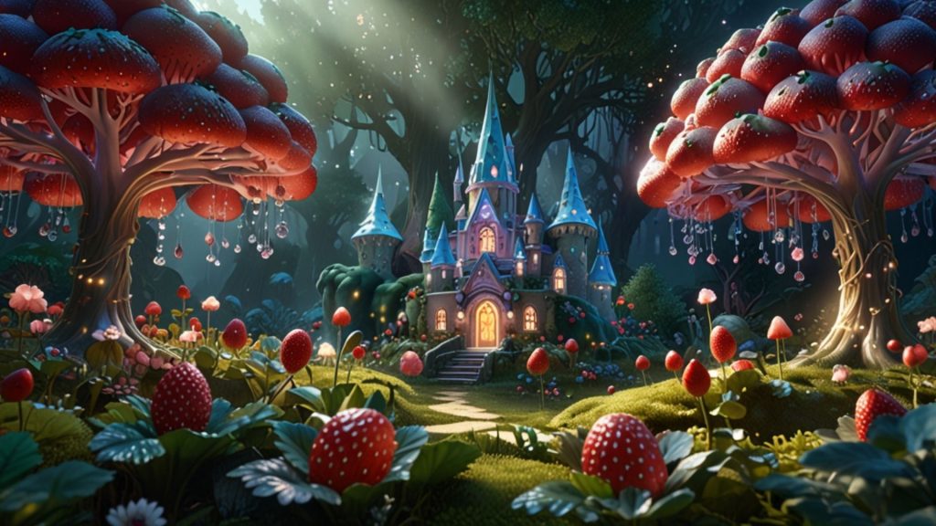 Glowing strawberry themed land Strawberry Wallpapers for Laptop