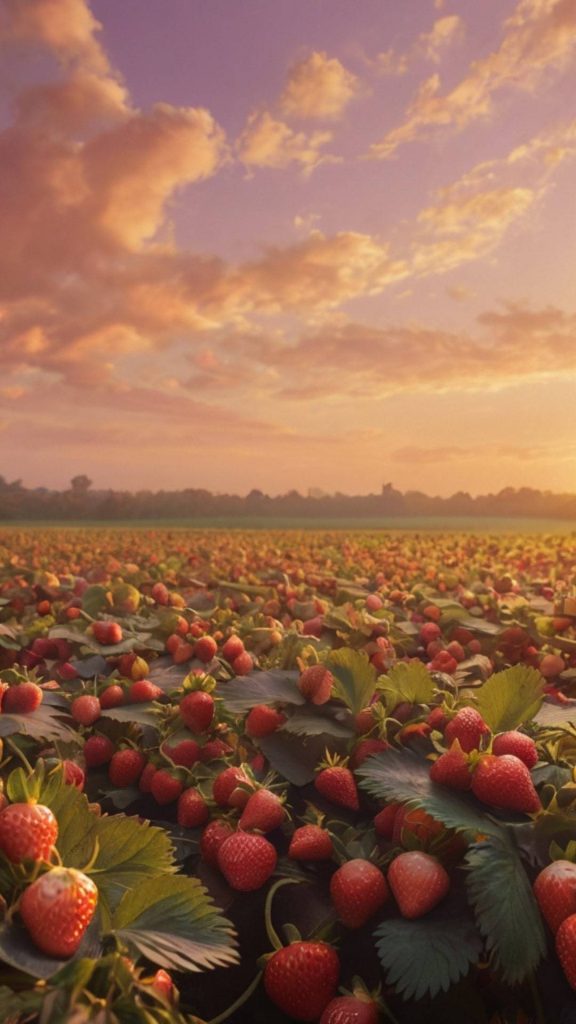 Golden hour strawberry wallpaper