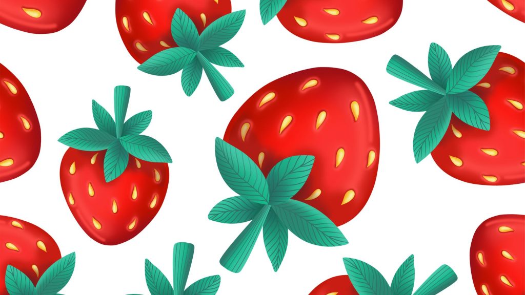 Graphic strawberries with plain white background strawberry desktop wallpaper