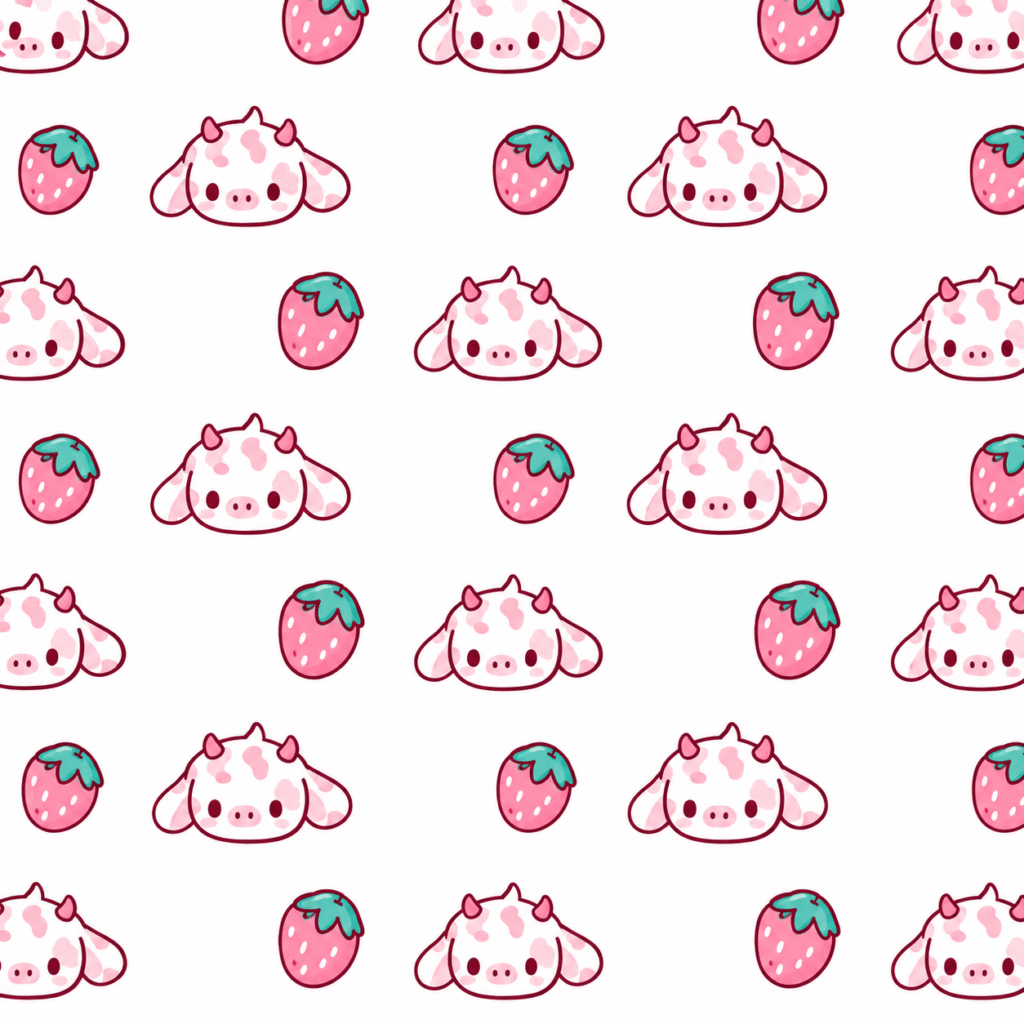 Kawaii cow and strawberry pattern