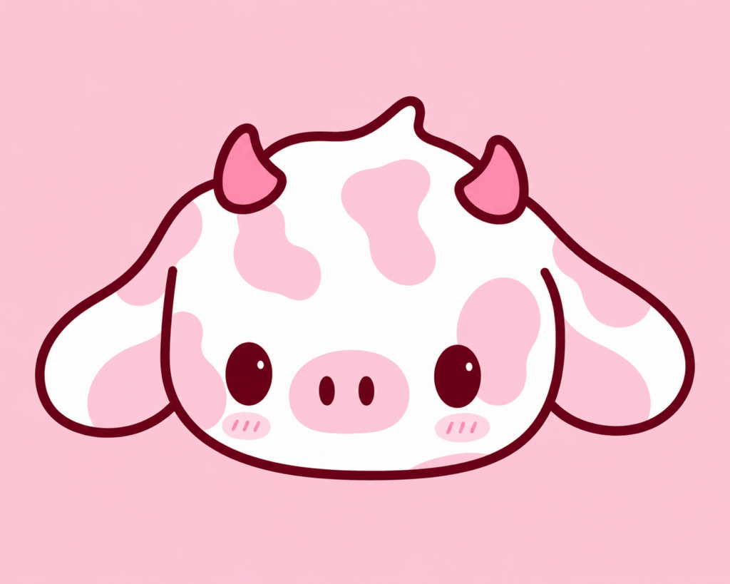 Kawaii cow chibi in pink