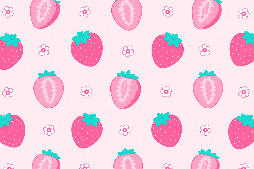 Kawaii strawberry and flower pattern