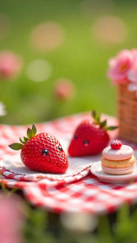 Kawii strawberries with cream cookies Kawii Strawberry Wallpaper