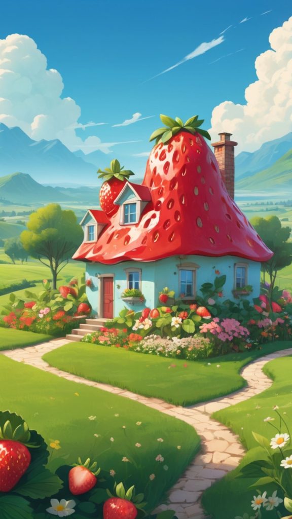 Little cottage strawberry shortcake cartoon wallpaper