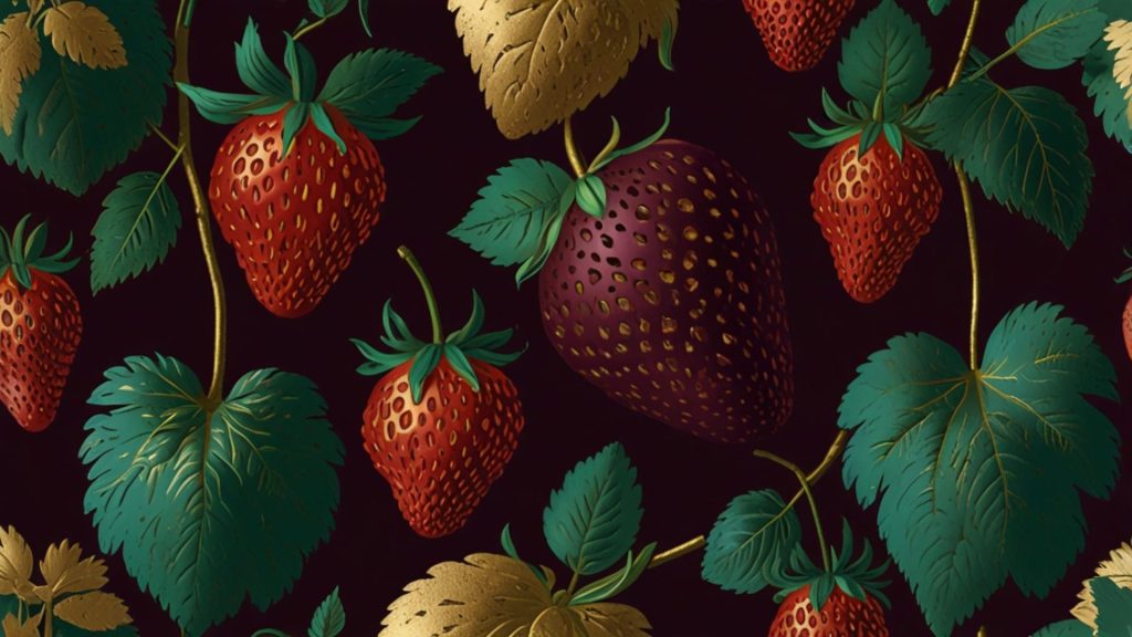 Minimal purple and red strawberries with purple background Strawberry desktop wallpapers