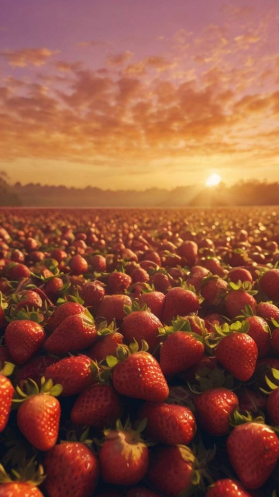Morning sunlight strawberry wallpaper