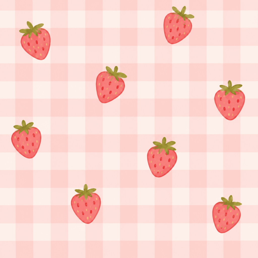 Pastel strawberry gingham pattern