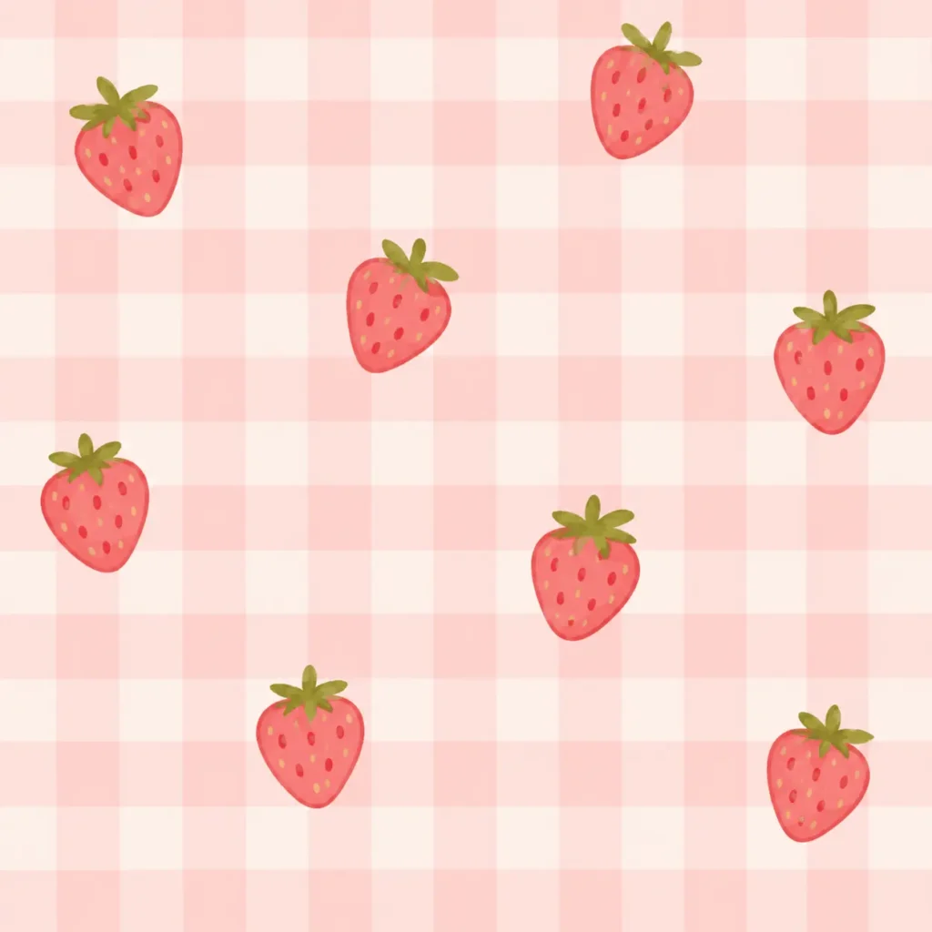 Pastel strawberry gingham pattern