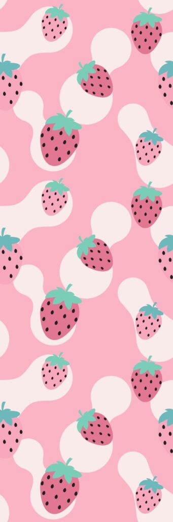 Pink Strawberry Cute Cool Bookmark Template