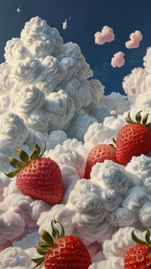 Pink strawberries on clouds strawberry shortcake cartoon wallpaper