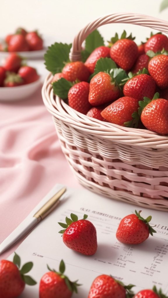 Pink strawberry basket pink strawberry wallpaper
