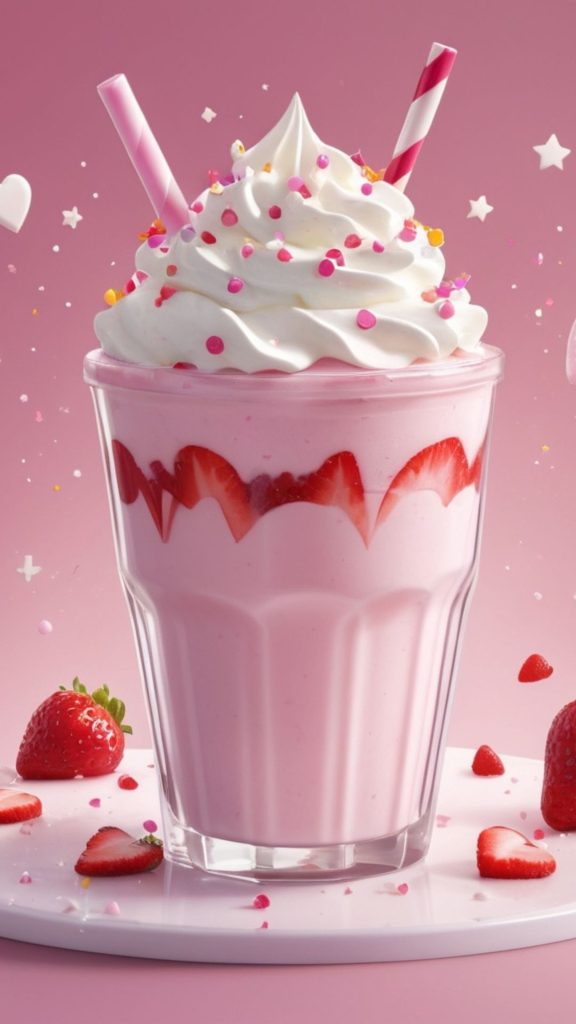 Pink strawberry milkshake pink strawberry wallpaper