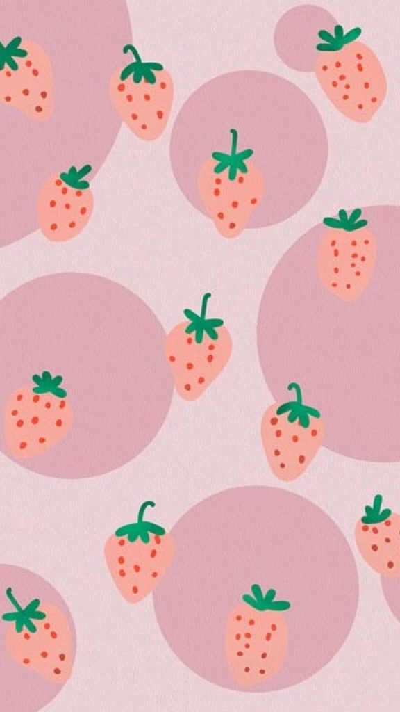 Pink vintage Aesthetic Strawberry wallpaper