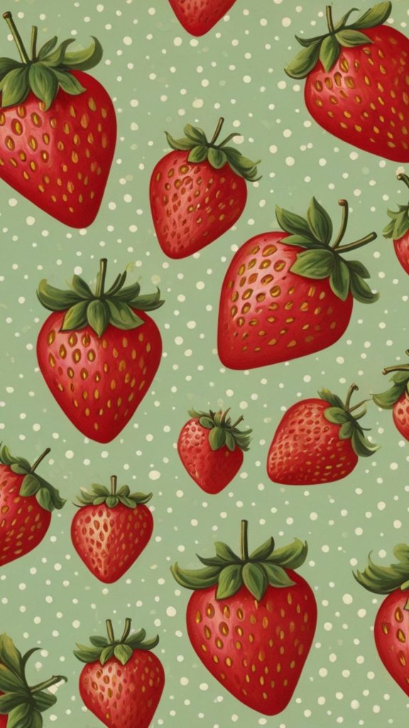 Polka dots Aesthetic Strawberry wallpaper