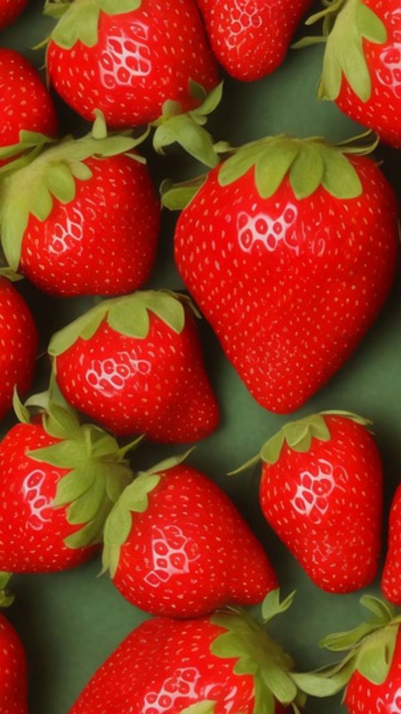 Red strawberries with green background strawberry phone wallpaper