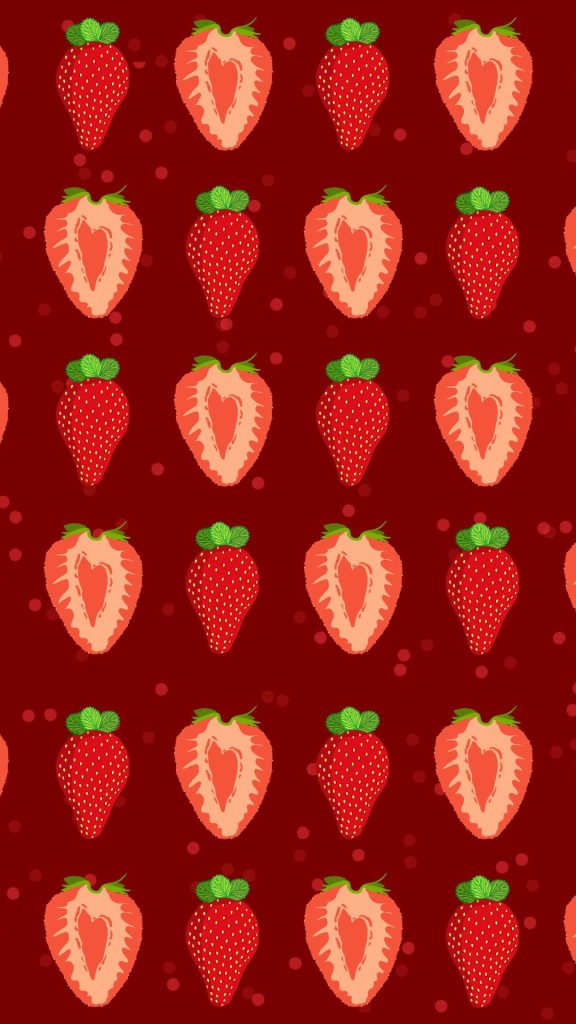 Red themed Aesthetic Strawberry wallpaper