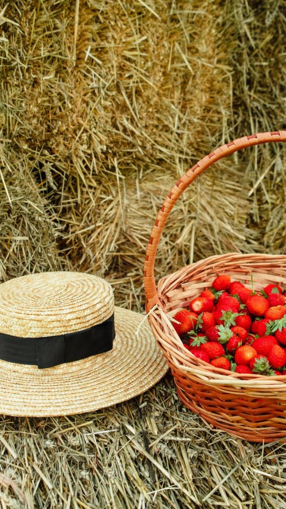 Rustic aesthetic Strawberry basket strawberry wallpaper