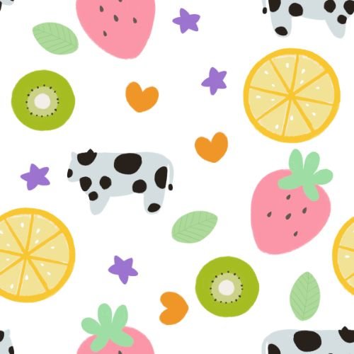 Seamless pattern featuring cows