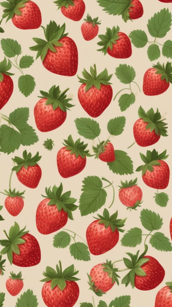 Seamless vintage strawberries Aesthetic Strawberry wallpaper