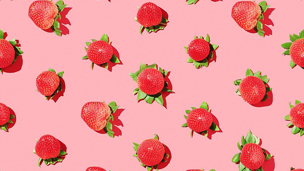Strawberries on pink background strawberry wallpaper for laptop