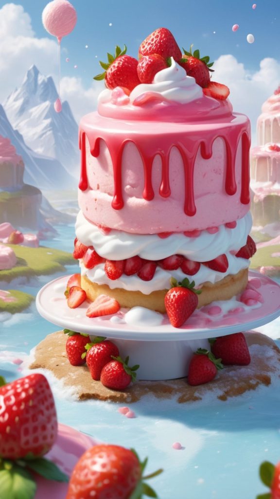 Strawberry cake in strawberry town strawberry shortcake cartoon wallpaper