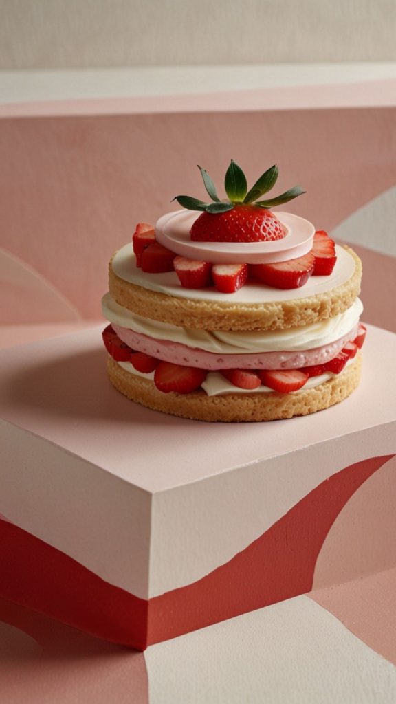 Strawberry cake on aesthetic block strawberry shortcake cartoon wallpaper