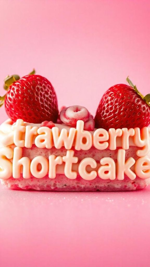 Strawberry cake piece with strawberries and cream strawberry shortcake cartoon wallpaper