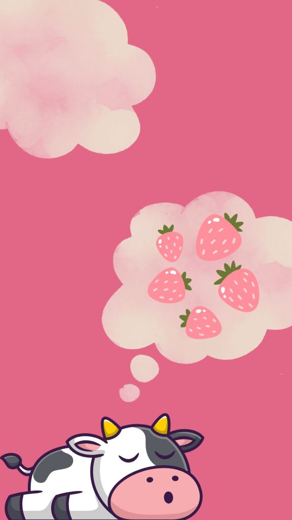 Strawberry cow dreaming strawberries cute strawberry cow wallpaper