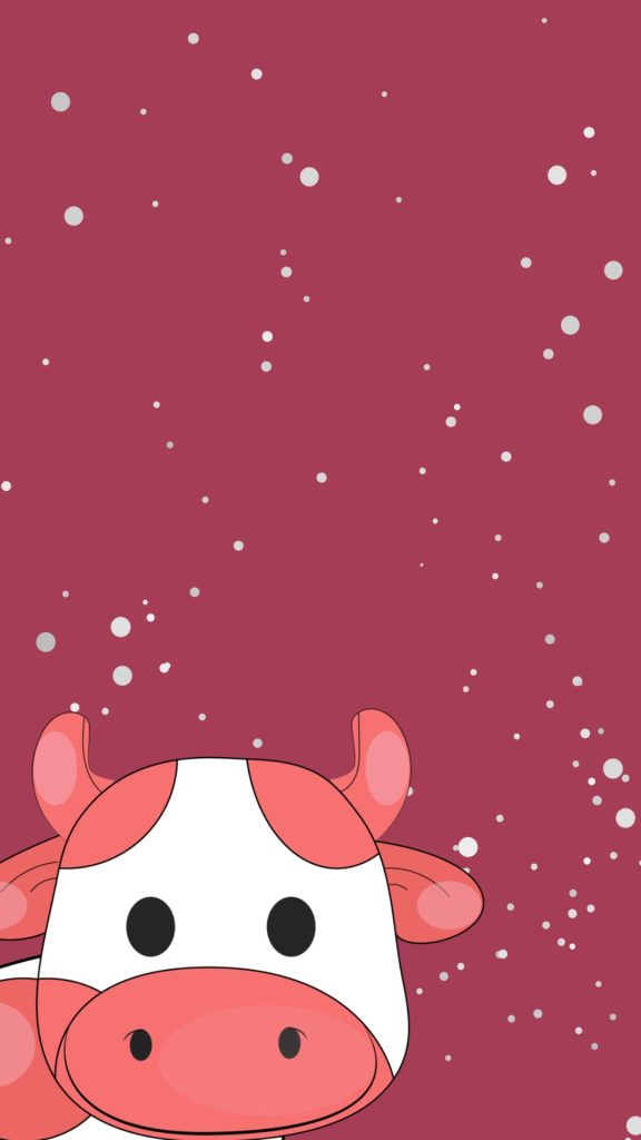 Strawberry cow on purple background cute strawberry cow wallpaper