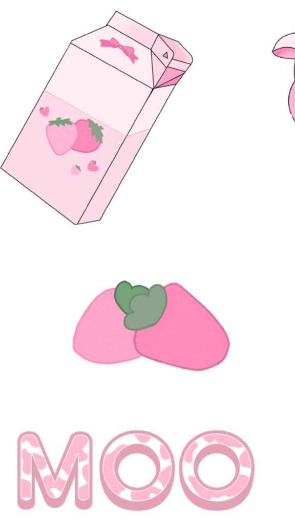 Strawberry milk pack with strawberries on white background Cute strawberry cow wallpapers