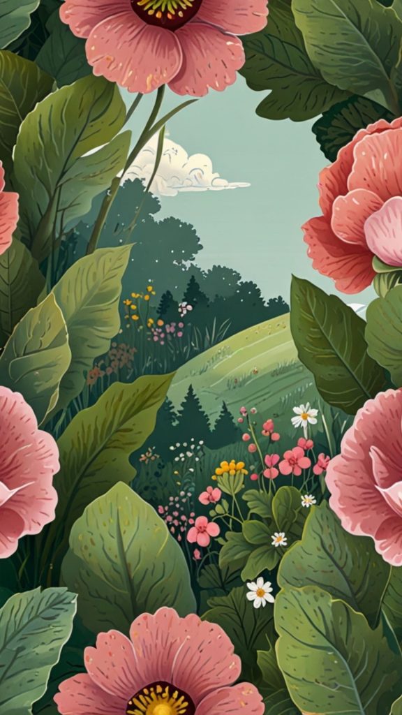 Strawberry shortcake inspired floral background strawberry shortcake cartoon wallpaper