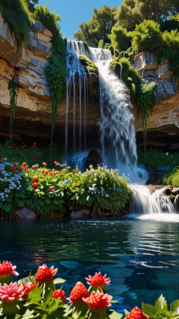 Strawberry shortcake inspired waterfall concept art background strawberry shortcake cartoon wallpaper