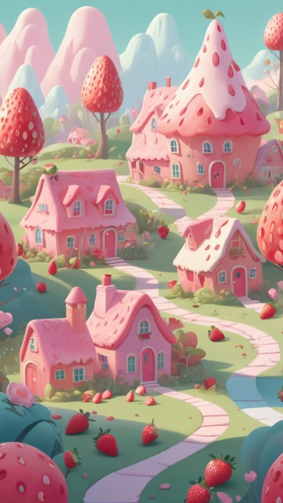 Strawberry shortcake town strawberry shortcake cartoon wallpaper