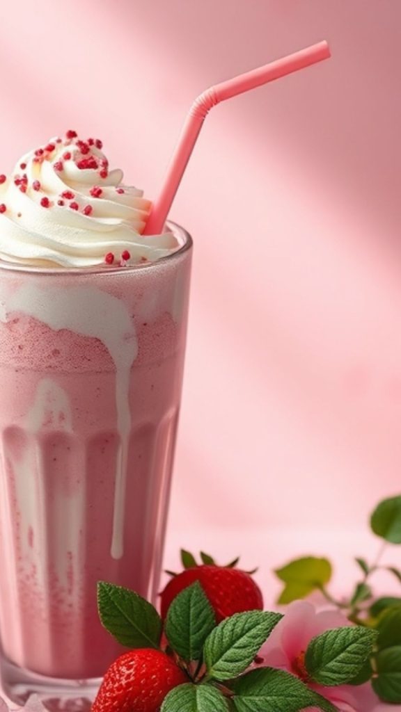 Strawberry smoothee pink strawberry wallpaper