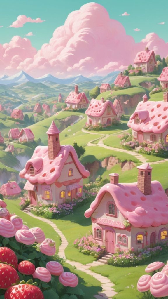 Strawberry town inspired by strawberry shortcake cartoon strawberry shortcake cartoon wallpaper
