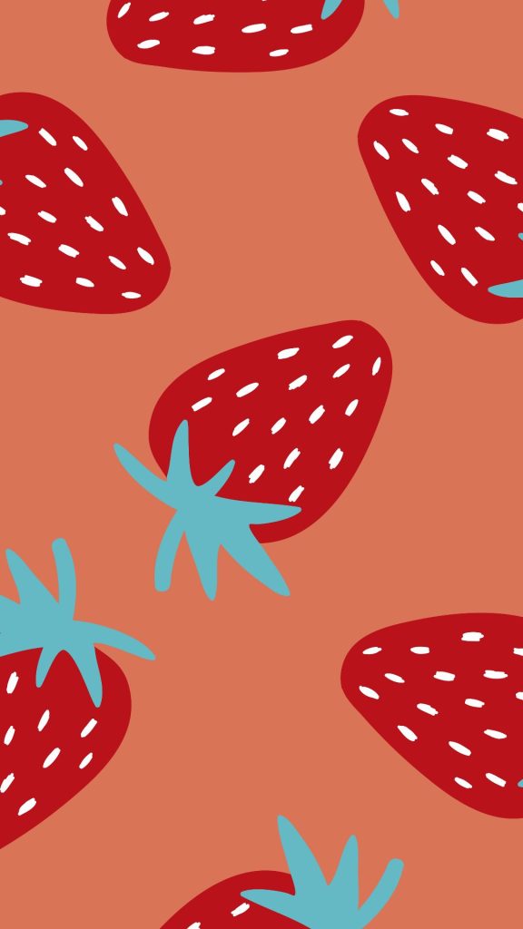 Strawberry with blue leaves Aesthetic Strawberry wallpaper
