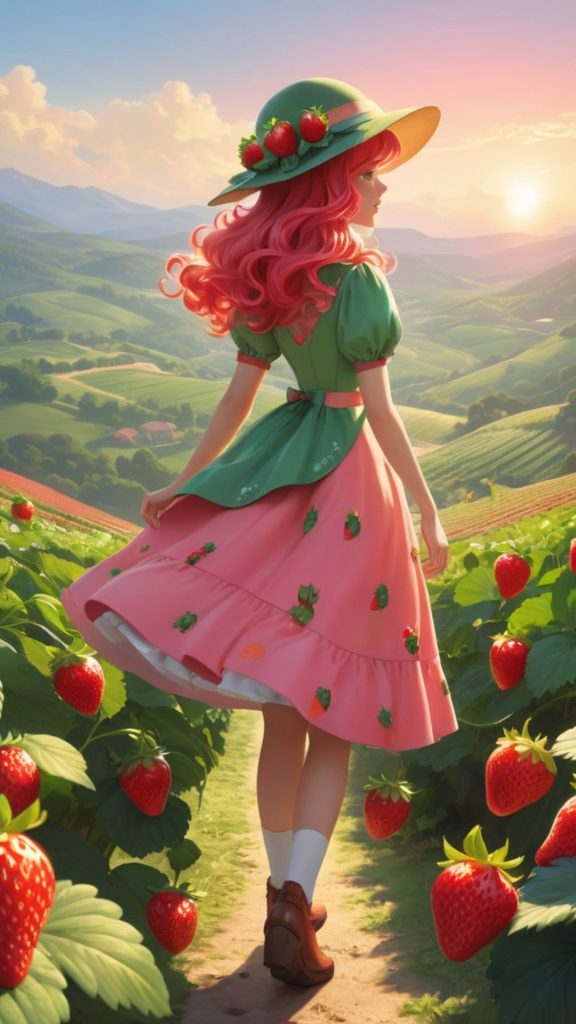 Sweet and aesthetic strawberry shortcake with natures background strawberry shortcake cartoon wallpaper