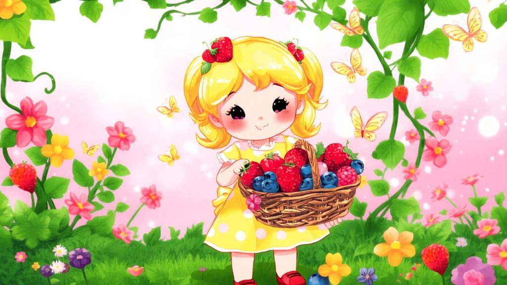 Sweet and beautiful Strawberry Shortcake Cartoon Wallpaper