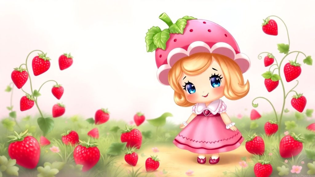 Sweet doll Strawberry Shortcake Cartoon Wallpaper