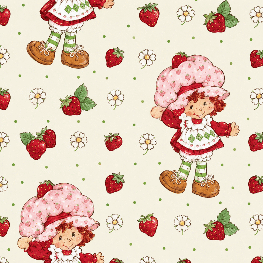 Vintage strawberry girl pattern design