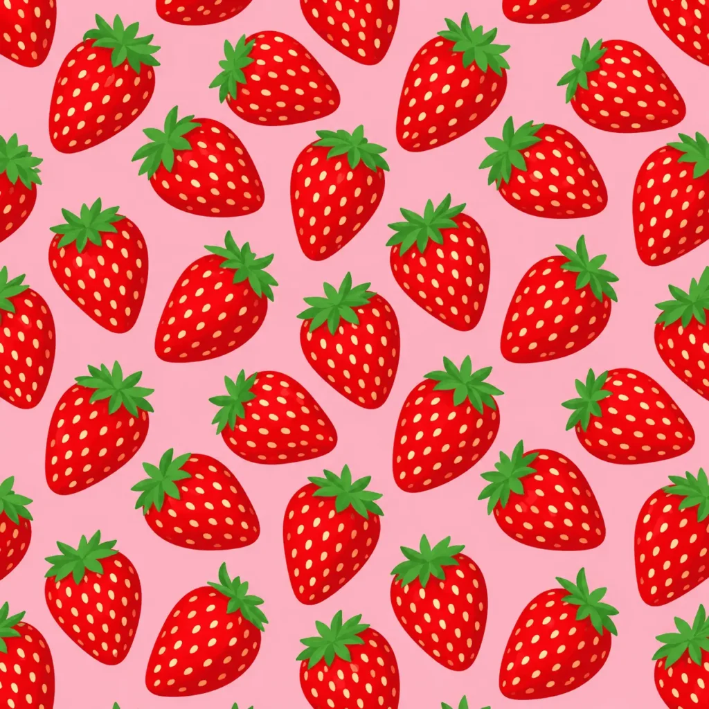 trawberry pattern on pink background