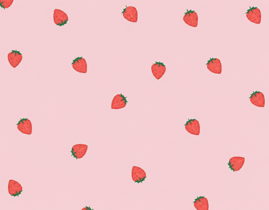 A pink background adorned with a pattern of strawberries