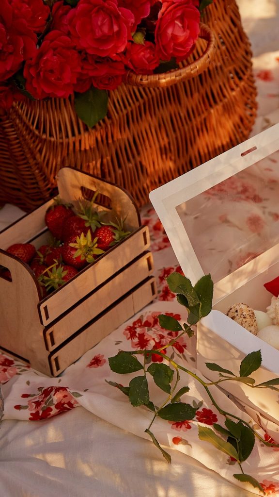 Aesthetic and vintage strawberry wallpaper with wooden strawberry filled basket strawberry wallpaper for I phone