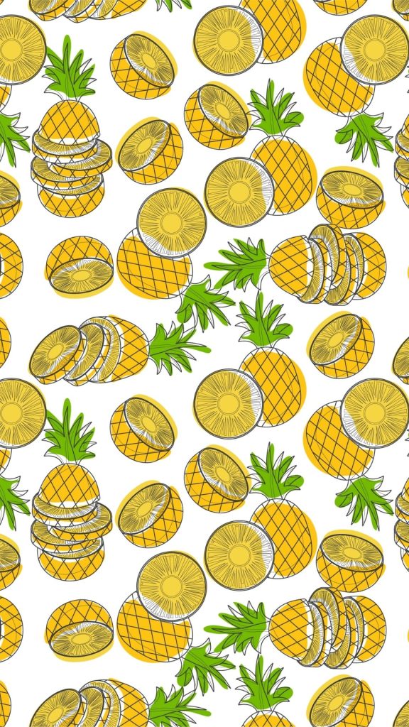 Aesthetic pineapples drawn with sketch lines on plain white background Pineapple wallpaper