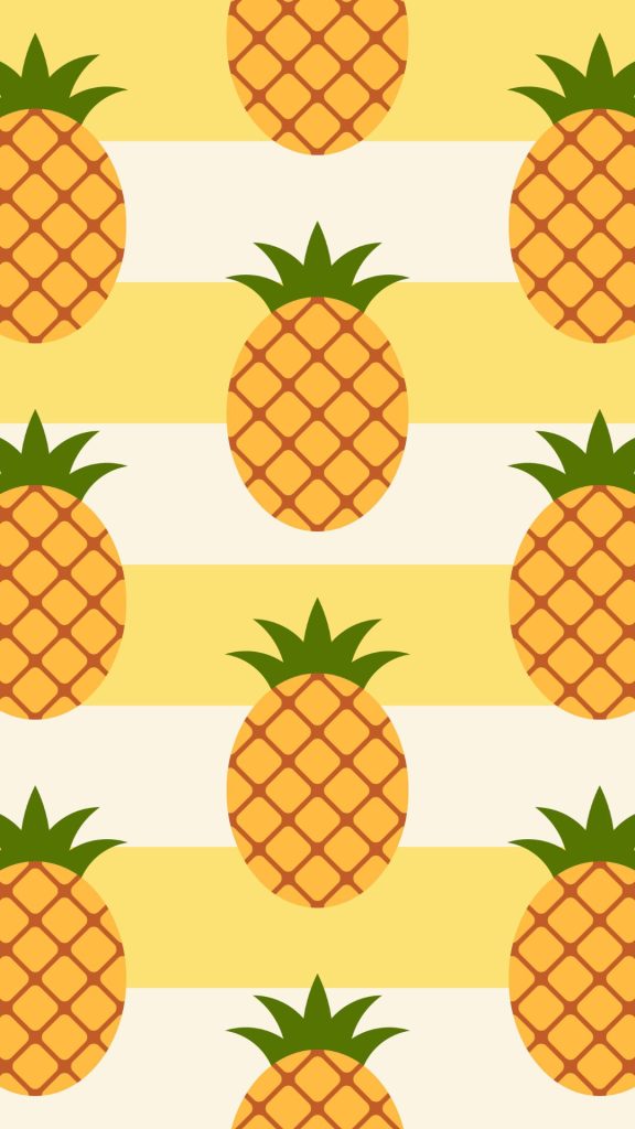 Aesthetic pineapples with yellow and white lined background Pineapple wallpaper