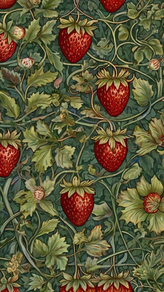 Ancient and greek strawberry floral art William Morris Strawberry Thief Wallpapers