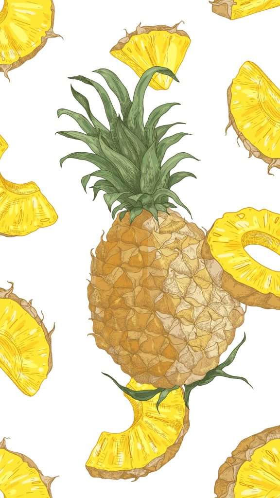 Artistic pineapples drawing with white background Pineapple wallpaper