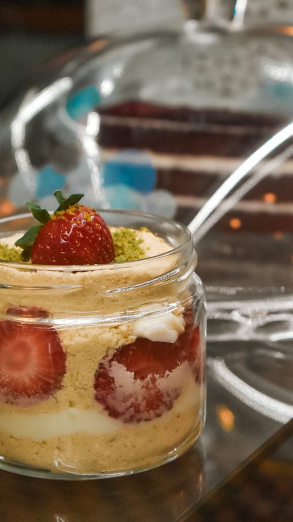 Cake with strawberry on glass jar strawberry shortcake wallpaper